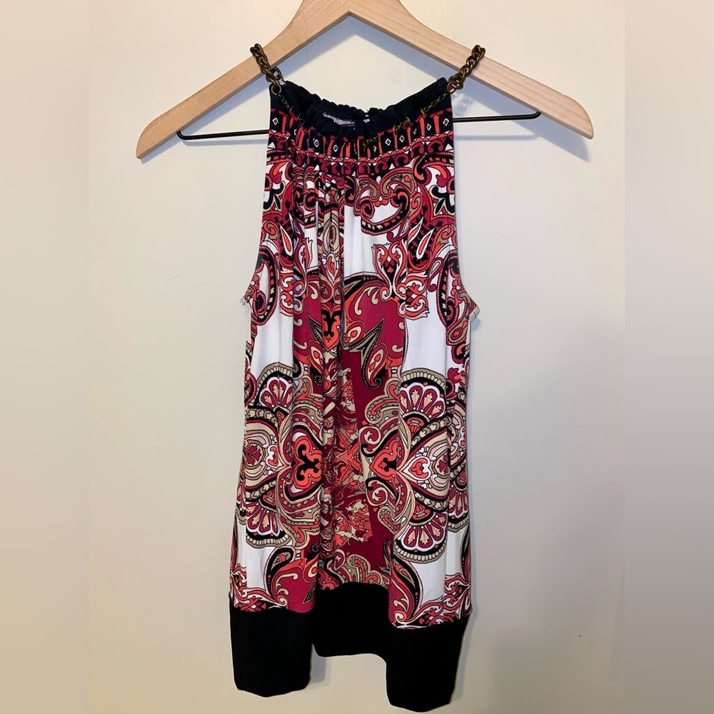 Cache Chain Pink Paisley Tank Top - Small